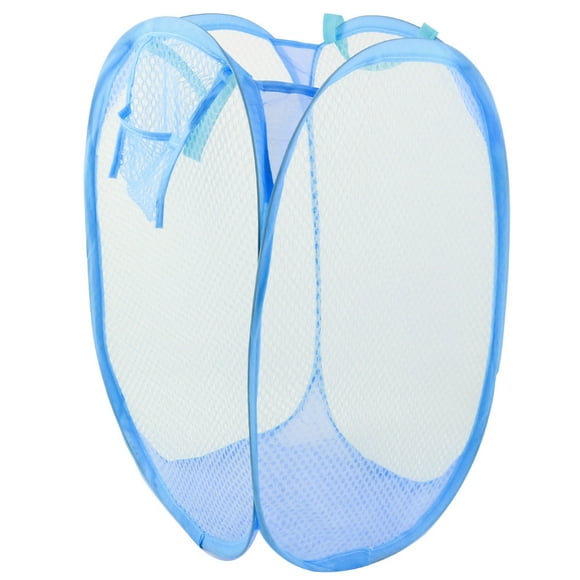Caja de almacenamiento de ropa plegable y pop-up para lavar, cesta de malla para lavandería, azul