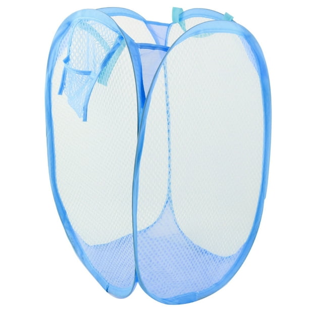 Caja de almacenamiento de ropa plegable y pop-up para lavar, cesta de malla para lavandería, azul