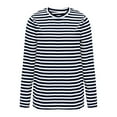 thumbnail image 4 of LIaqionyy Womens Striped Long Sleeve Tops Casual Crewneck T-Shirt 2024 Basic Lightweight Pullover Comfort Tee, 4 of 6