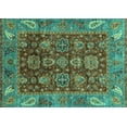thumbnail image 1 of Ahgly Company Indoor Rectangle Oriental Turquoise Blue Traditional Area Rugs, 7' x 9', 1 of 4