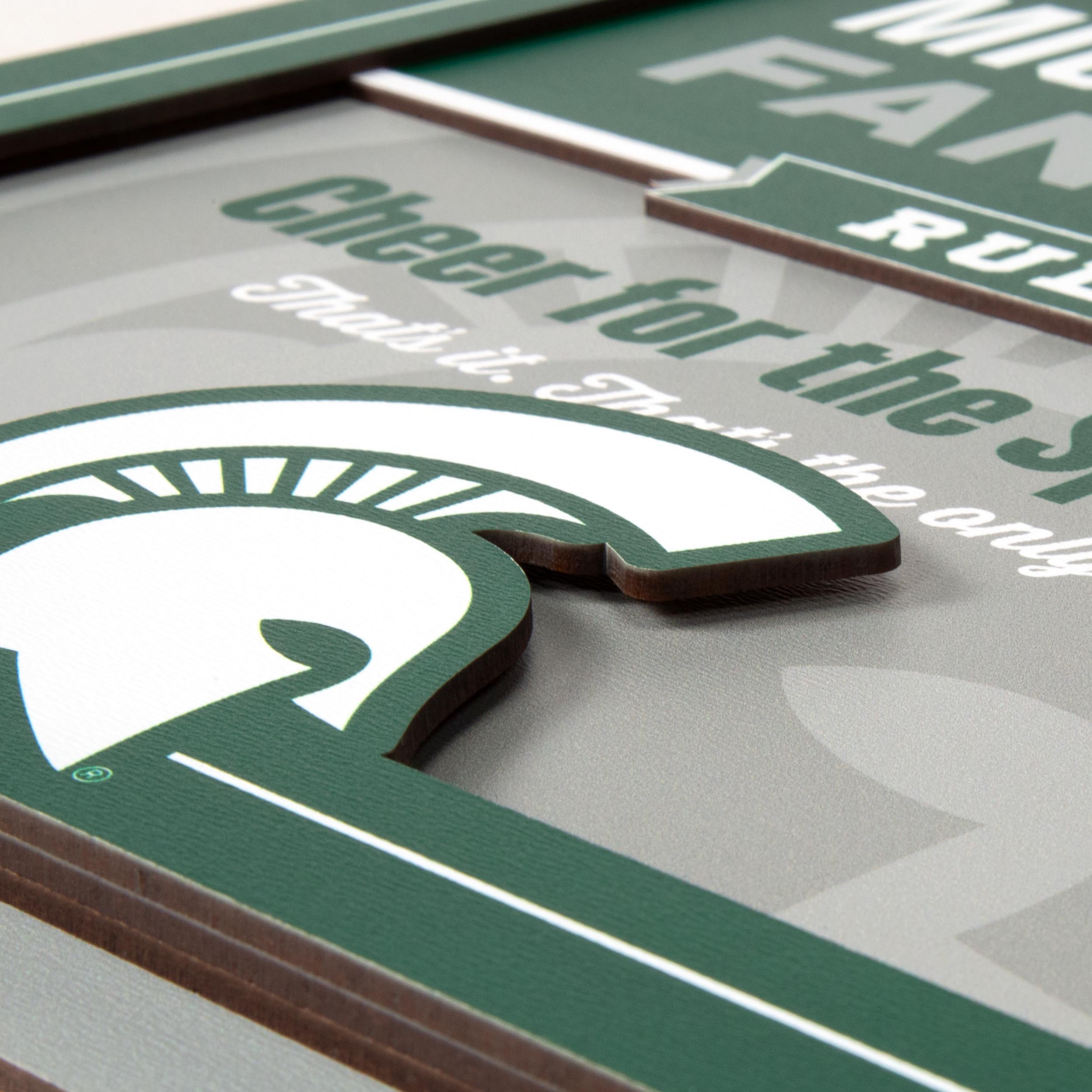 YouTheFan NCAA Michigan State Spartans Fan Rules 3D Wall Art