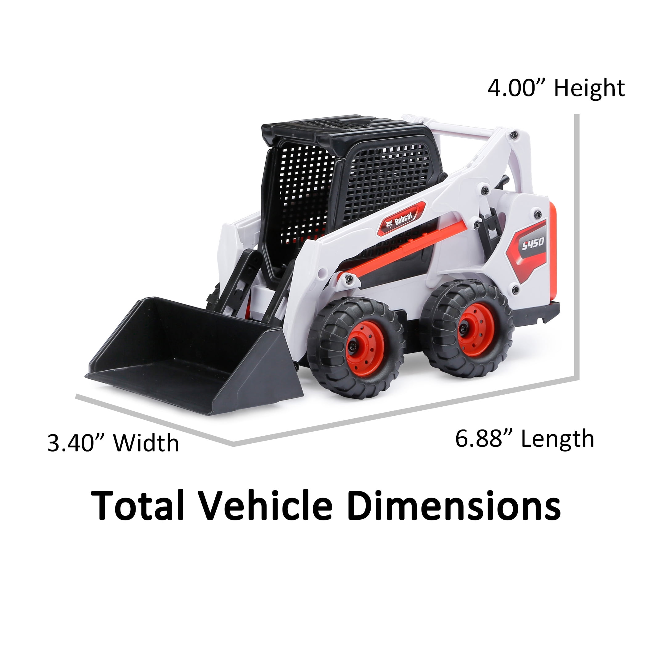Adventure Force Freewheeling Bobcat White Loader Construction Vehicle Play Set, (5 Pieces) Child 3-6