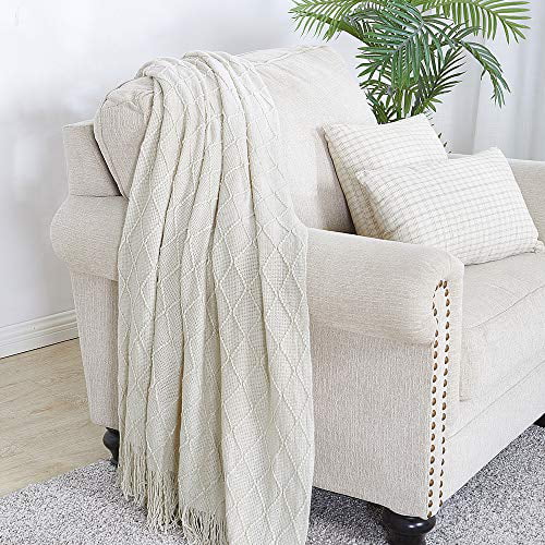 Details about   Bourina Beige Throw Blanket Textured Solid Soft Sofa Couch Cover Decorative Knit 