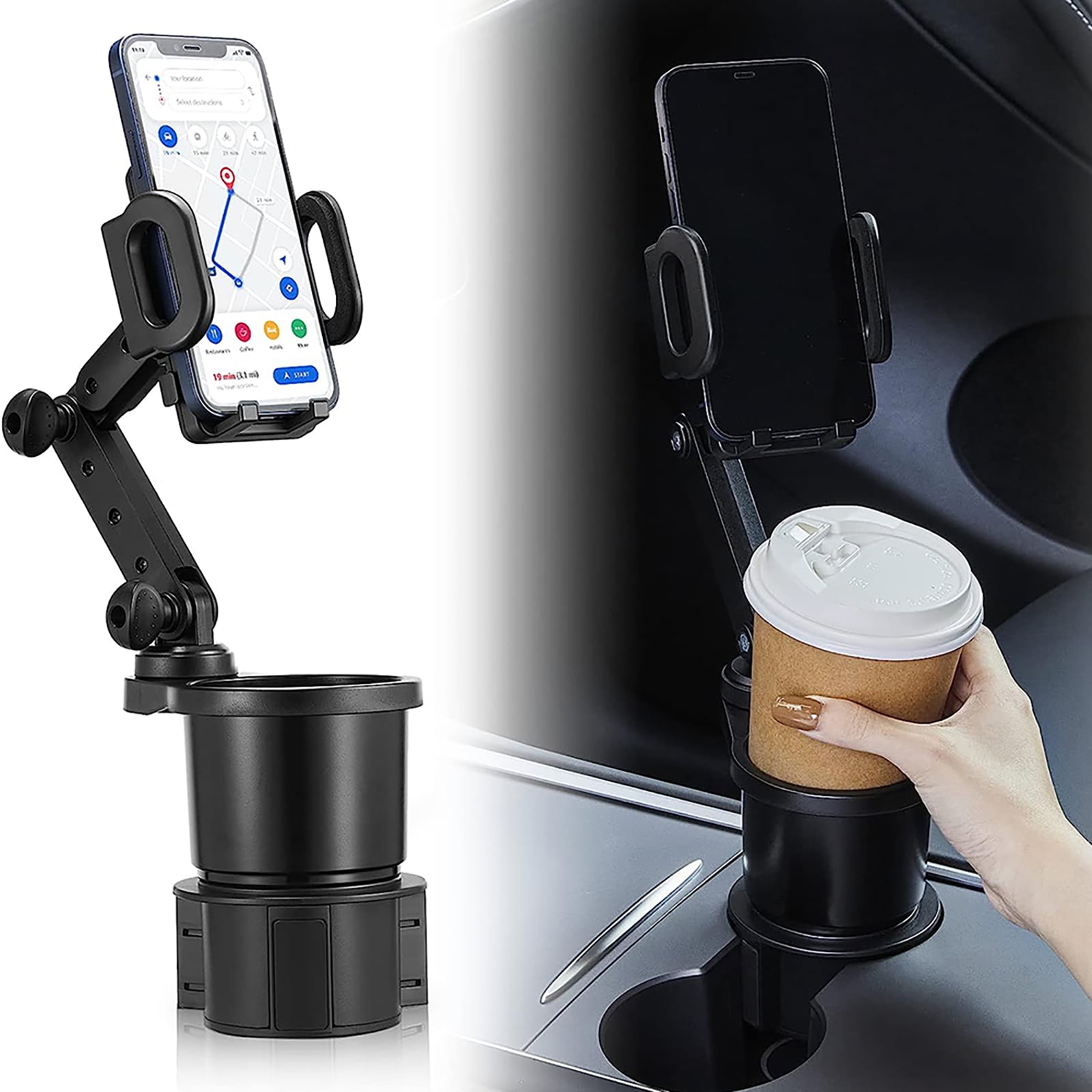 Tookss Cup Holder Expander For Car 360° Rotation Cell Phone Holder