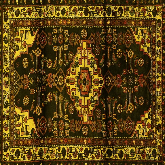 Ahgly Company Indoor Square Persian Yellow Traditional Area Rugs, 6' Square