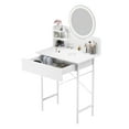 thumbnail image 4 of Visland Makeup Vanity Desk with LED Lighted Mirror, Vanity Table with 1 Drawer and 2 Opening Shelves, Bedroom Dressing Table, 3 Modes Brightness Adjustable, 4 of 10