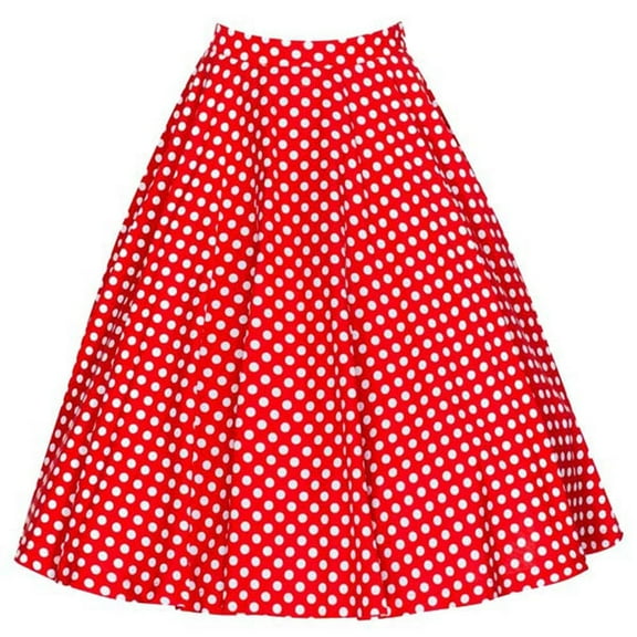 Maoxin Women's Skirts Woman Style High Waist Spots Printing Zipper Solid Color line Skirt ,Red,L
