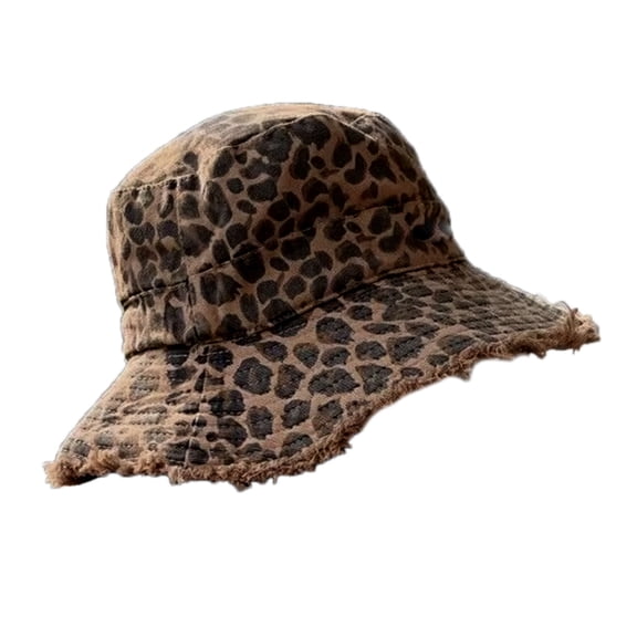 AOOOWER Unique Leopards Print Fisherman Hat Wide Brims Sun Protection Lightweight Unisex Hat For Outdoor Travel Summer Accessory