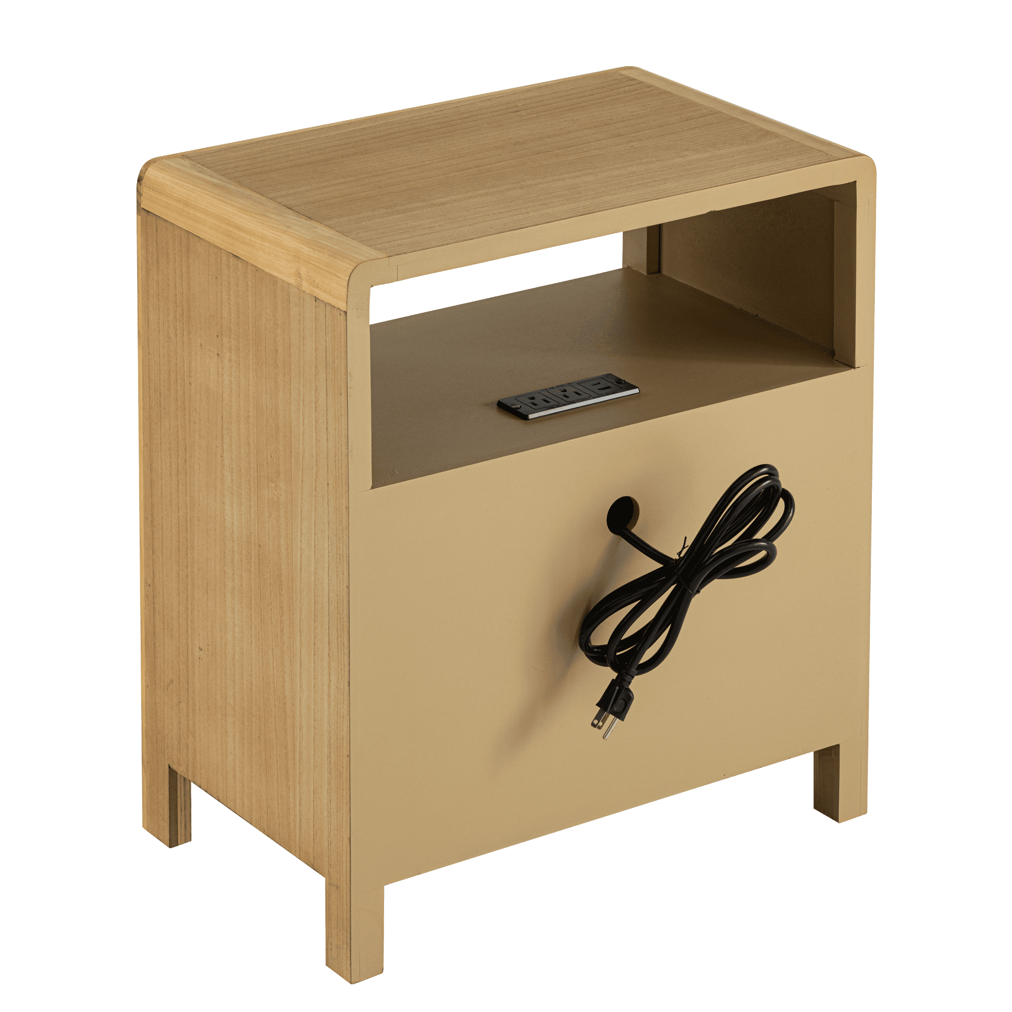 COZAYH Farmhouse Nightstand with Charging Station, Side Table with Power Outlet and USB & Type C Ports, Wood Bedside Table for Bedroom, Fully Assembled, Rustic, Brown
