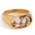 thumbnail image 5 of Fashion Simple VintageOrnament Women's Stainless Steel Casting Moon Star Oval Signet Ring, 5 of 8