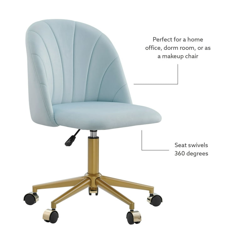 Linon Alondra Office Chair Gold with Light Blue Velvet Walmart