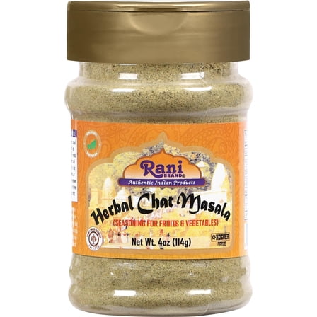 Rani Herbal Chat Masala (Seasoning for Fruits & Vegetable) Tangy Indian Seasoning 4oz (113g) PET Jar ~ All Natural | No MSG | Vegan | No Colors | Gluten Friendly | NON-GMO | Kosher | Indian Origin
