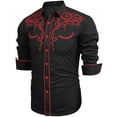 thumbnail image 2 of COOFANDY Men's Long Sleeve Shirt Embroidery Slim Fit Casual Button Down Shirt, 2 of 7
