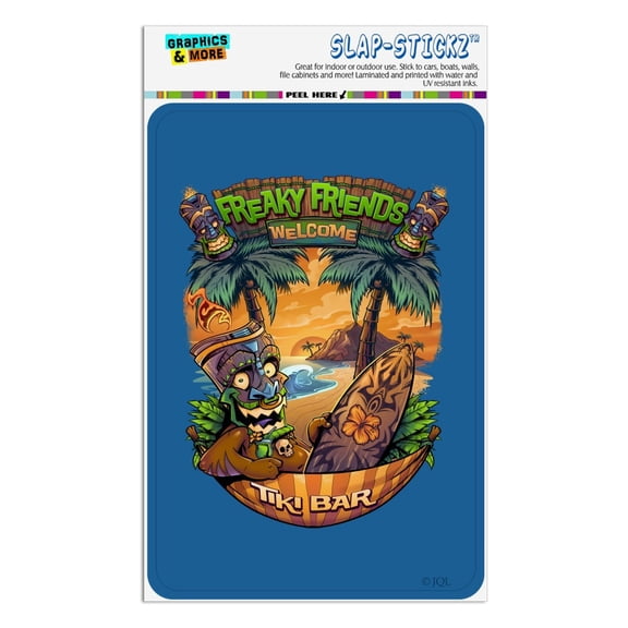 Freaky Friends Tiki Bar Tropical Vacation Home Business Office Sign