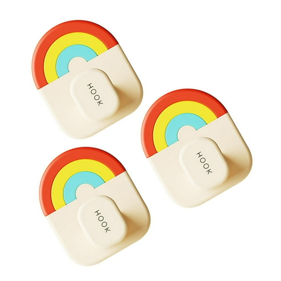 Pack Of 3 Rainbow Colorful Hooks Adhesive Wall Hooks For Home Organization
