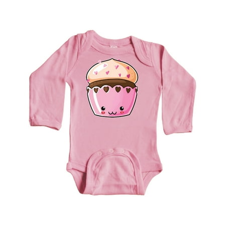 

Inktastic Cute Smiling Chocolate Cupcake with Heart Sprinkles Gift Baby Boy or Baby Girl Long Sleeve Bodysuit