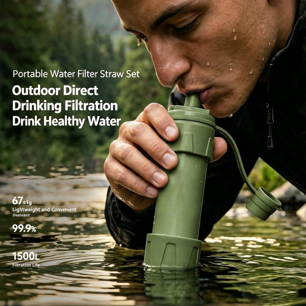 Yihuala Disaster Preparedness Water Filter Personals Survival Straw Purifiers for Emergencies Outdoor Camping & Hiking Gear
