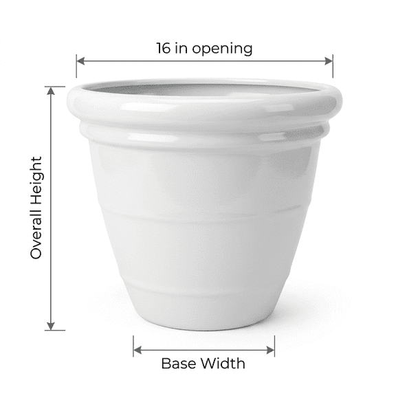 Ballard Pacific 16-Inch Snow Pot Flower Planter, White