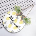 thumbnail image 4 of SKYSONIC Gray-yellow Pineapple Welcome Sign Front Door Decor Round Door Hanging Sign Porch Decorations for Farmhouse Summer Holiday Fall Halloween Christmas - 12x12 inch, 4 of 7