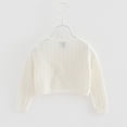 thumbnail image 5 of hengsof Girls Hollowed-Out Open Front Bolero Shrug Kids Solid Color Long Sleeve Cropped Elegant Cardigan Knit Sweater, 5 of 5