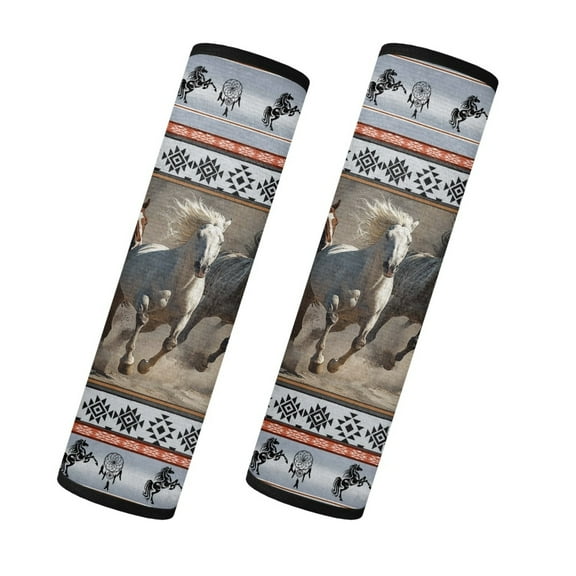 Yuyamidu Southwest Aztec Horse Seat Belt Shoulder Pad 2 Pcs Winter Seatbelt Covers Flannel Auto Seat Belt Cover Seatbelt Shoulder Pad Cushions Accessories for Cars Trucks Sedans