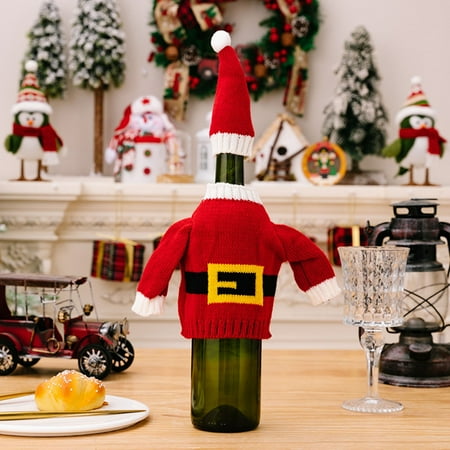 

EKOUSN Black and Friday Deals Christmas Decorations Knitted Wine Bottle Sleeves Woolen Champagne Wine Sleeves Christmas Snowflake Wine Sleeves