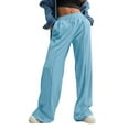 thumbnail image 2 of Oversized Wide Leg Sweatpants Women High Waisted Yoga Joggers with Pockets Joggers Sport Workout Active Baggy Trousers 05-Light Blue S, 2 of 5