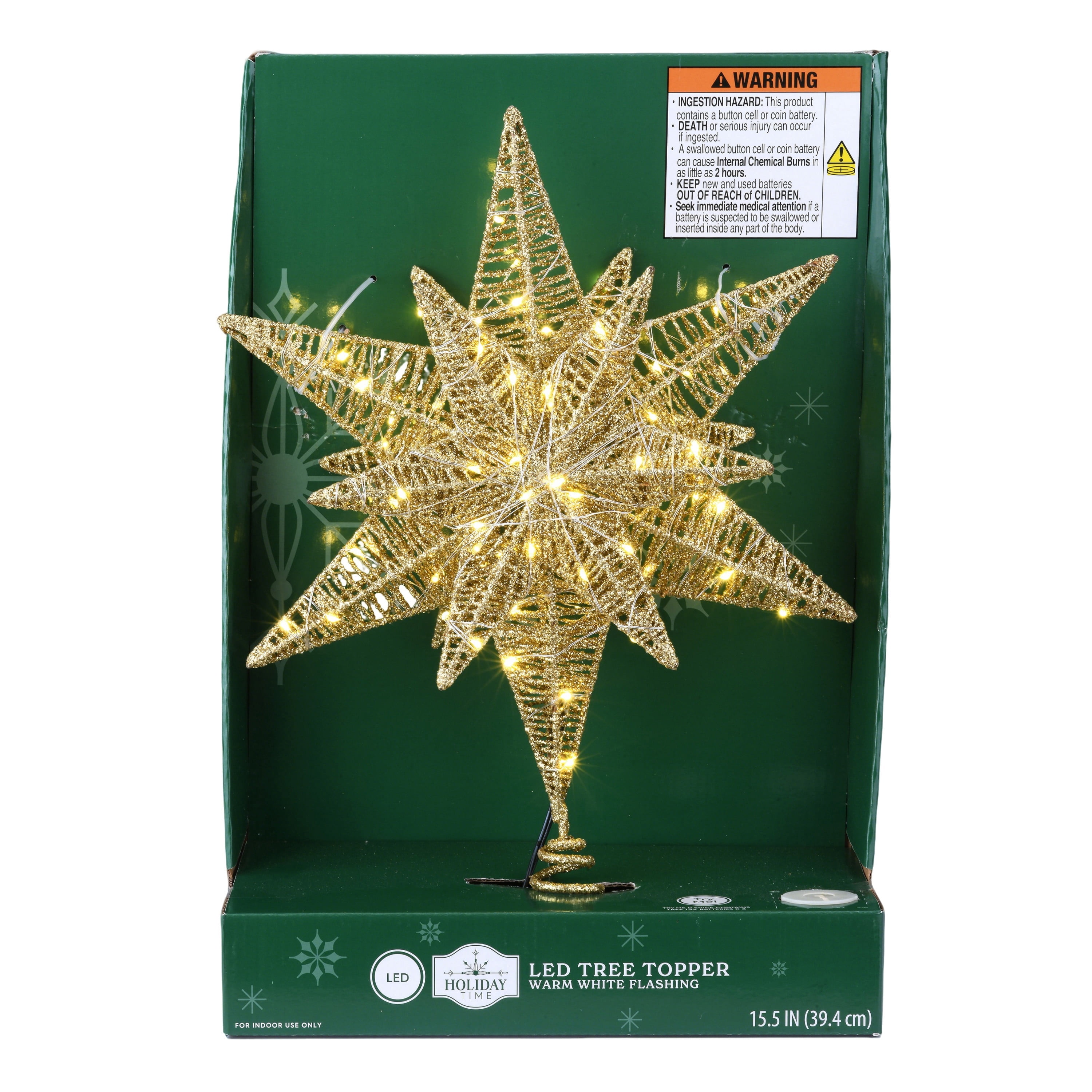 LED Star Christmas Tree Topper, Champagne Gold, 15.5", by Holiday Time