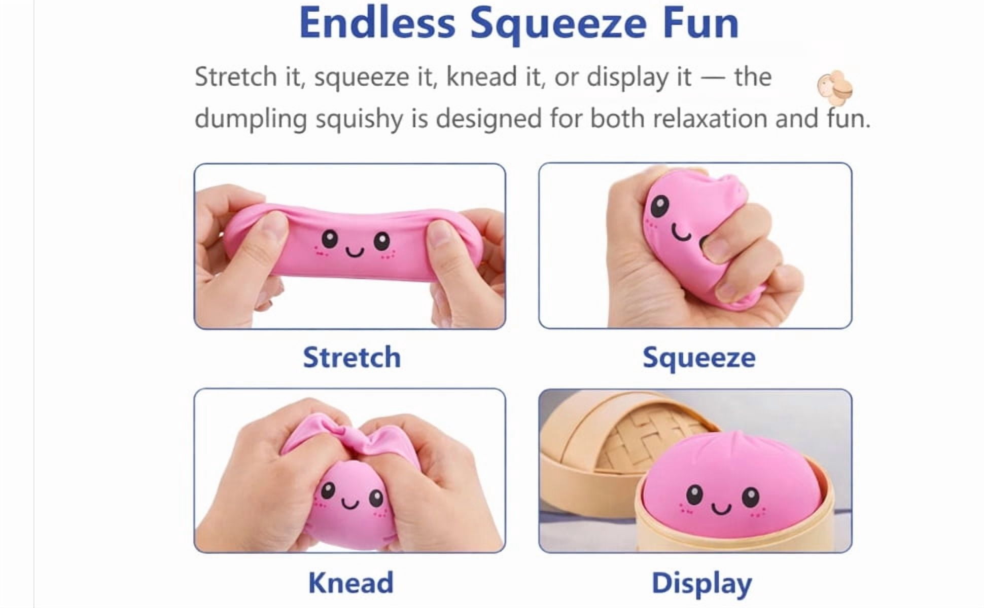 Giant Dumpling Squishies, Jumbo dumpling Squishies Cheese Stress Ball Soft Squeeze Decompression Dough Birthday Present for Kid Adults 6" Pink