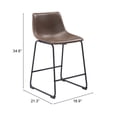 thumbnail image 2 of Smart Counter Stool Vintage Espresso Counter Stool, Transitional Style, Plush and durable faux leather fabric, Plywood, Indoor Bar, 2 of 5
