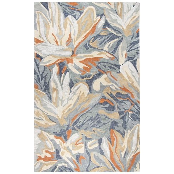 Alora Decor Lapis 9' x 12' Floral Blue/Gray/Beige/Orange Hand-Tufted Area Rug