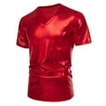 thumbnail image 4 of Plebaso Mens Shiny T Shirts V Neck Short Sleeve Stylish T-Shirts Dance Wear Tee Tops for Nightclub Party, 4 of 7