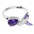 thumbnail image 3 of Naierhg Bird Water Drop Faux Amethyst Cubic Zirconia Women Engagement Wedding Open Ring, 3 of 5