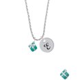 thumbnail image 2 of Delight Jewelry Silvertone Small 3-D Teal Present with Bow Silvertone Script Initial Disc - E - Charm Necklace, 20"+3", 2 of 4