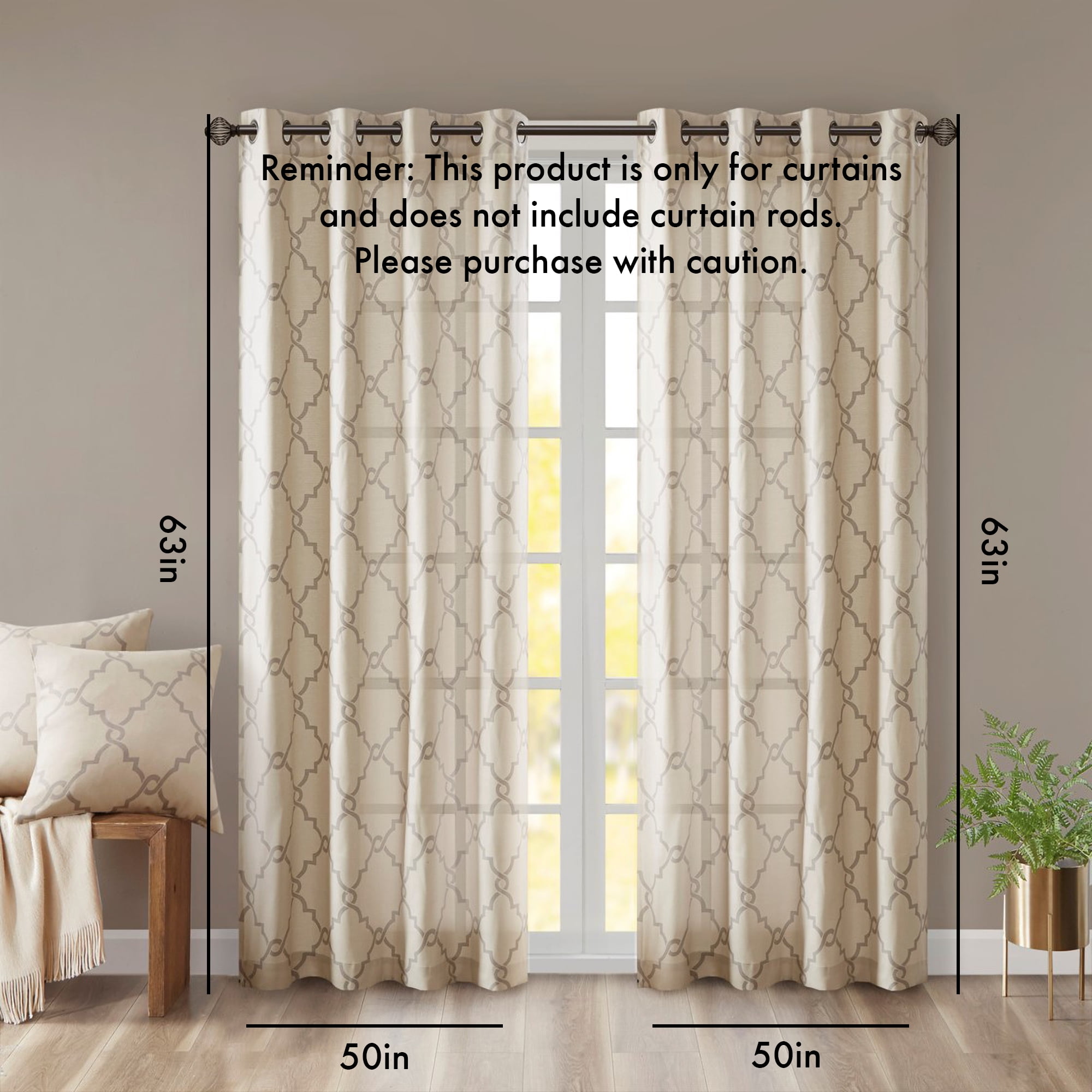 Grommet Top Window Curtain Panel (Only 1 Pc Panel)