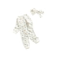 thumbnail image 2 of Qiylii Baby Girls Floral Romper, Long Sleeve Single-breasted Jumpsuit+ Headband, 2 of 6