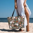 thumbnail image 3 of Wukai Rabbits on Floral Print Zipper Bag,large Beach Tote Bag,Waterproof Sandproof Bag,Grocery and Picnic Tote Travel Bag, 3 of 5