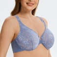 thumbnail image 4 of MELENECA Women's Plus Size Racerback Unlined Lace Underwire Front Closure Bra Slate Blue 42DD, 4 of 6