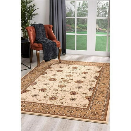 4 x 6 ft. Cream & Tan Ornate Border Area Rug