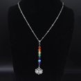 thumbnail image 2 of Collar de acero inoxidable con piedra natural y flor de loto de los 7 chakras, collar de curación de yoga y Reiki, joyería N9173s02, yin yang 50 cm JZP SR, 2 of 5