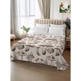 thumbnail image 3 of Twin Size Flat Sheet Only, Mushroom Soft Brushed Microfiber Bed Sheets, Farmhouse Retro Khaki Mushroom Hotel Quality Breathable Bedding Top Sheet, Easy Care, 66"x96", 3 of 9