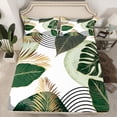 thumbnail image 2 of Homewish Green Tree Leaves 4-Piece Full Size Sheets For Female Men Adults,Abstract Geometric Stripes Bed Sheets,Botanical Plants Lightweight Sheet Sets,Luxury Bedroom Decor, 2 of 7