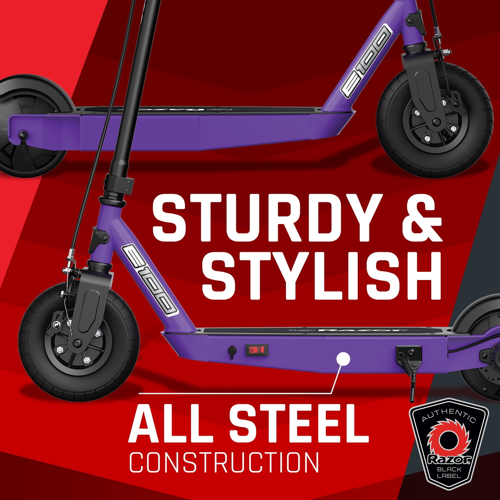 Buy Razor Black Label E100 Electric Scooter Purple, for Kids Ages 8