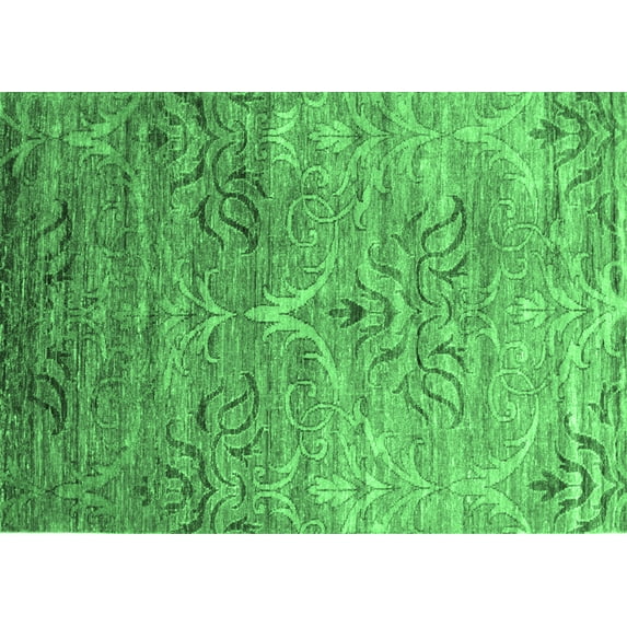 Ahgly Company Indoor Rectangle Abstract Emerald Green Contemporary Area Rugs, 8' x 12'