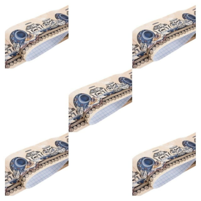 Decodeary Adhesive Non-Damaging To Walls Creative Waterproof Wallpaper Border Blue Persian pottery 5Set