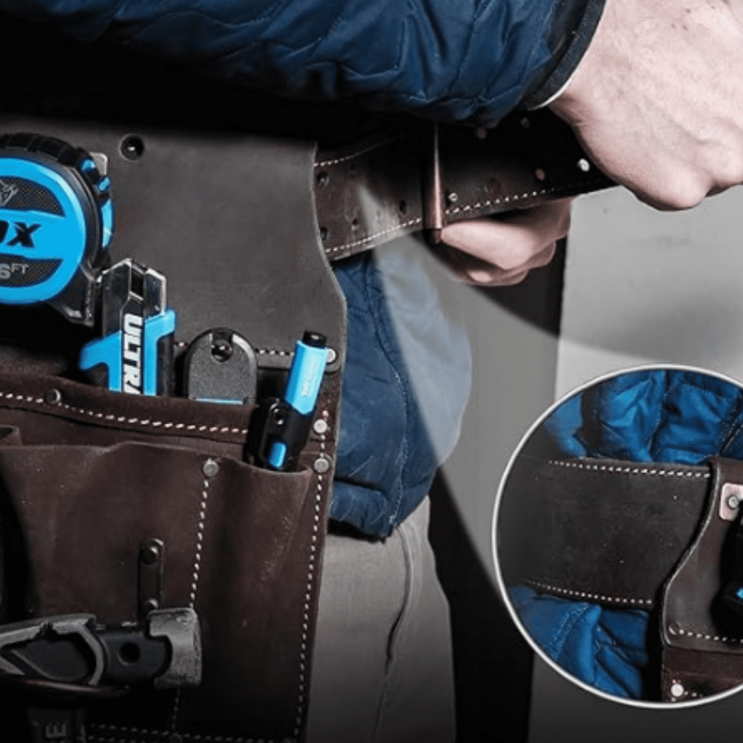 Pro Full Grain Leather Tool Pouches - Made with Double Stitching and Rivet Reinforced Pockets