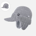 thumbnail image 2 of IDALL Men&Women Winter Warm Fleece-Lined Knit Beanie Hats with Visor & Ear Flaps for Cold Weather Light Ashy One Size, 2 of 8