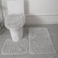 thumbnail image 2 of dgysar 3-Piece Bathroom Rug Set, Soft Plush Bath Mat, Toilet Rug & Lid Cover, Solid Color, Machine Washable Home Decor Set Gray 3PC, 2 of 4