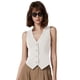 thumbnail image 5 of Chaleco QINSEN para mujer, cuello en V, sin mangas, botones en la parte delantera, blanco, talla M, 5 of 6