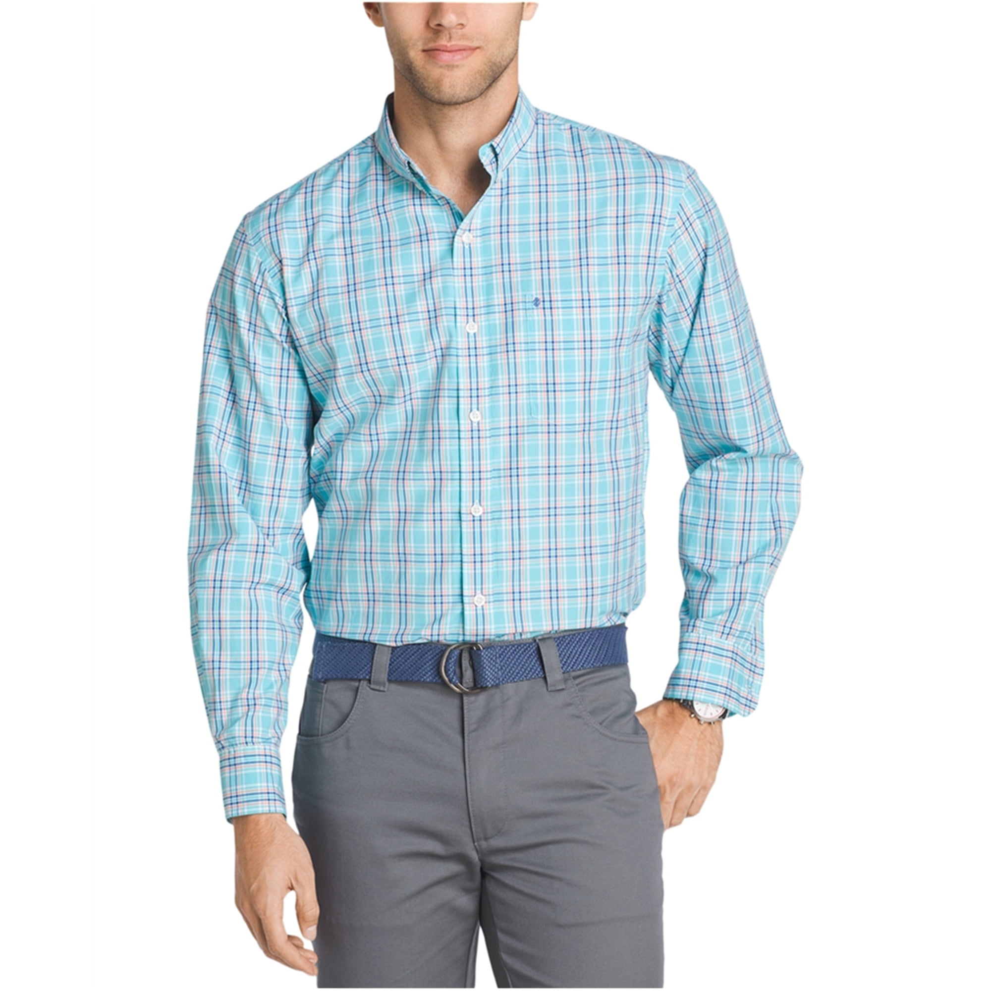 IZOD - izod mens breeze plaid button up shirt - Walmart.com - Walmart.com